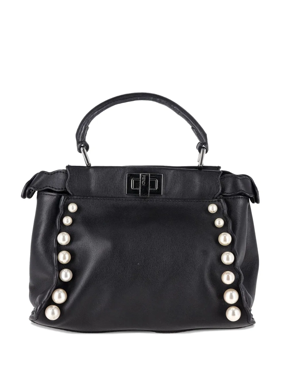 Fendi Pre-Owned mini Peekaboo pearl tote bag - Nero