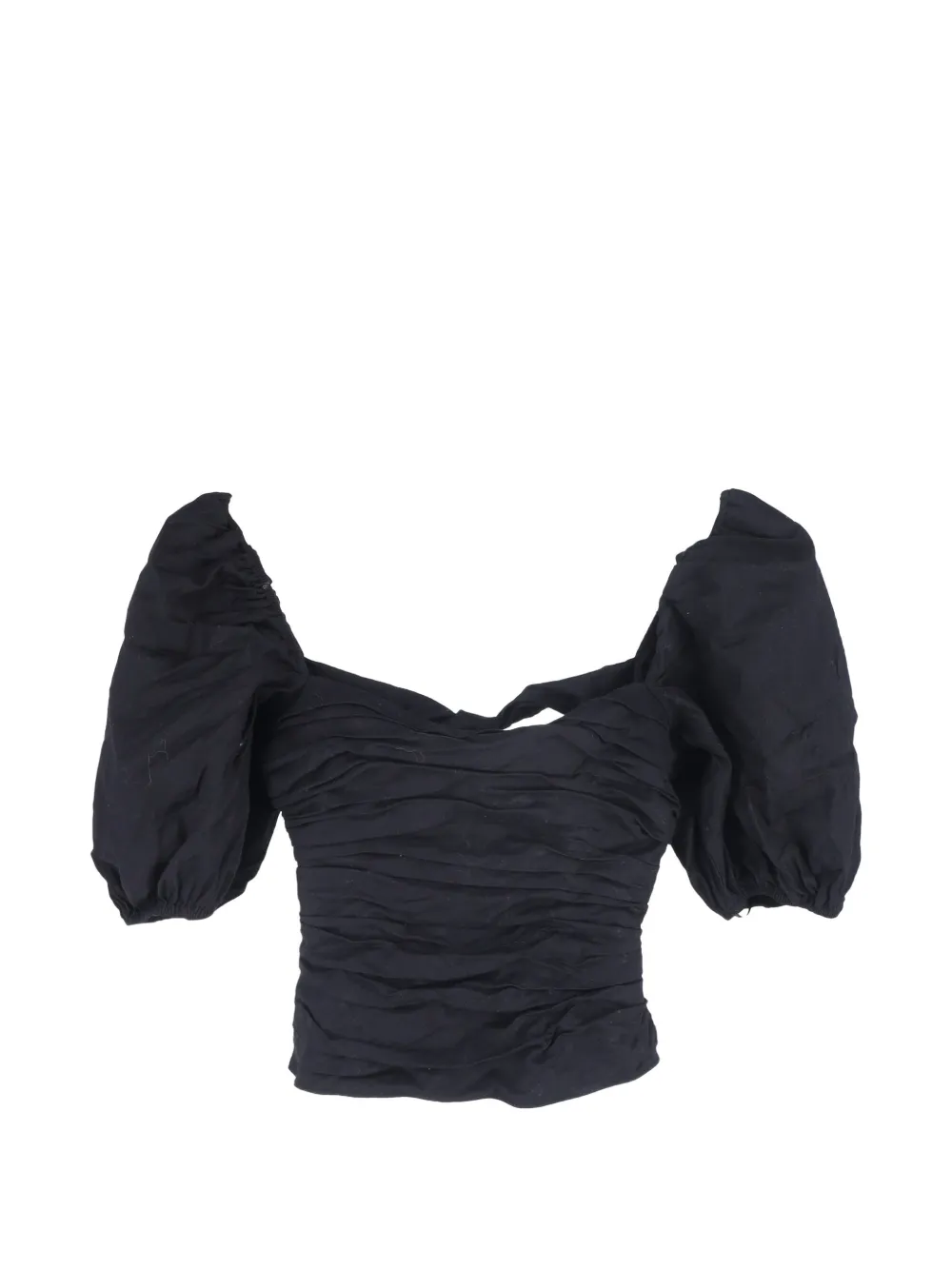 Reformation puffed-sleeve cropped-style top - Nero