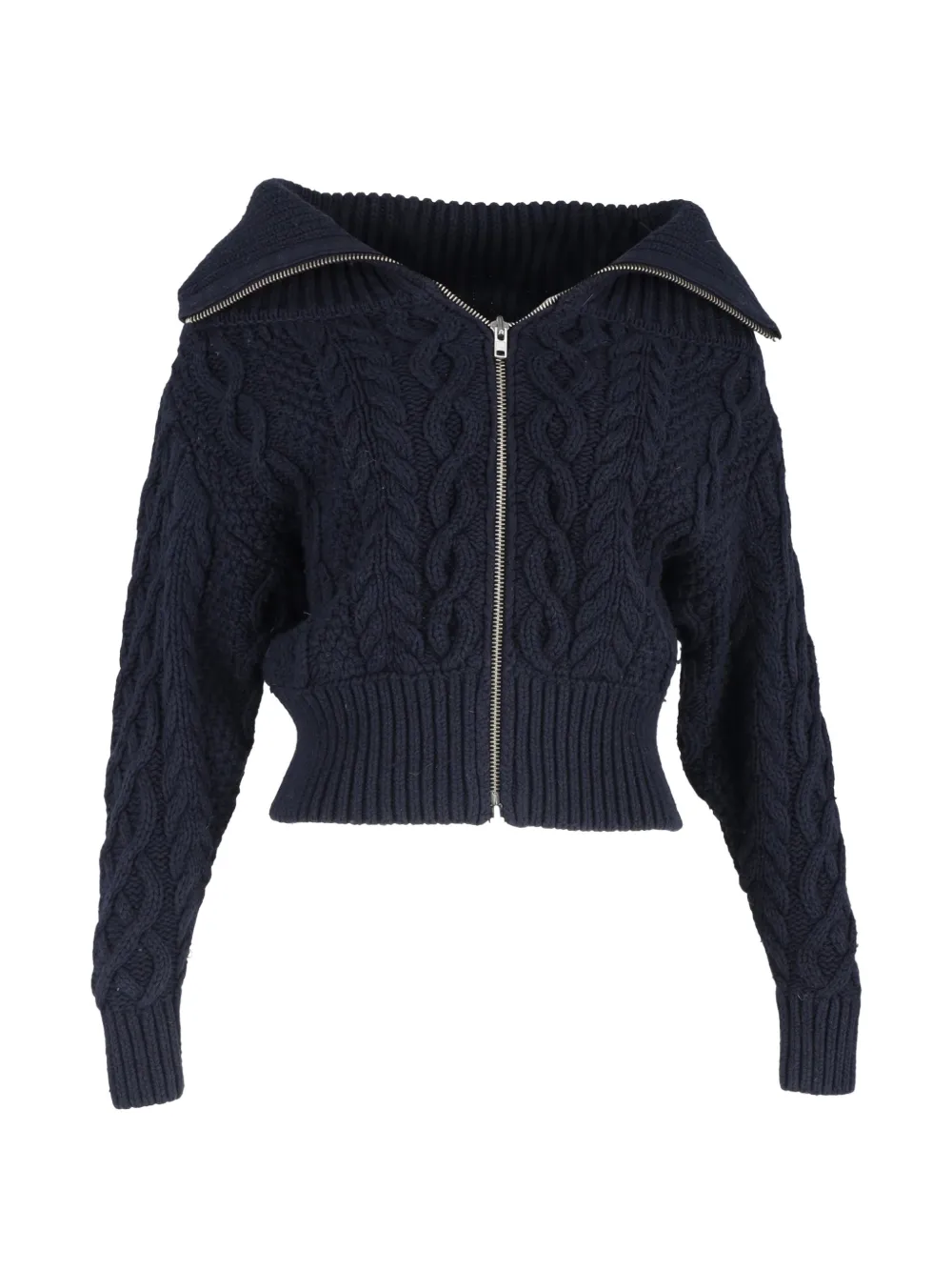 Self-Portrait cable-knit cropped cardigan - Blu
