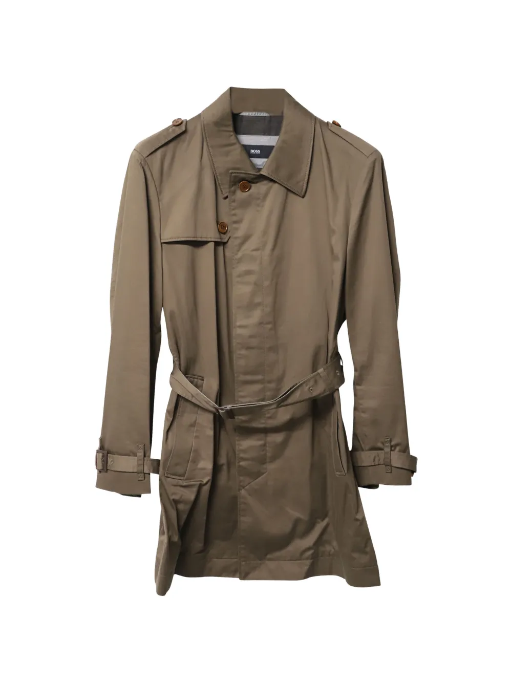 BOSS button-fastening belted coat - Marrone
