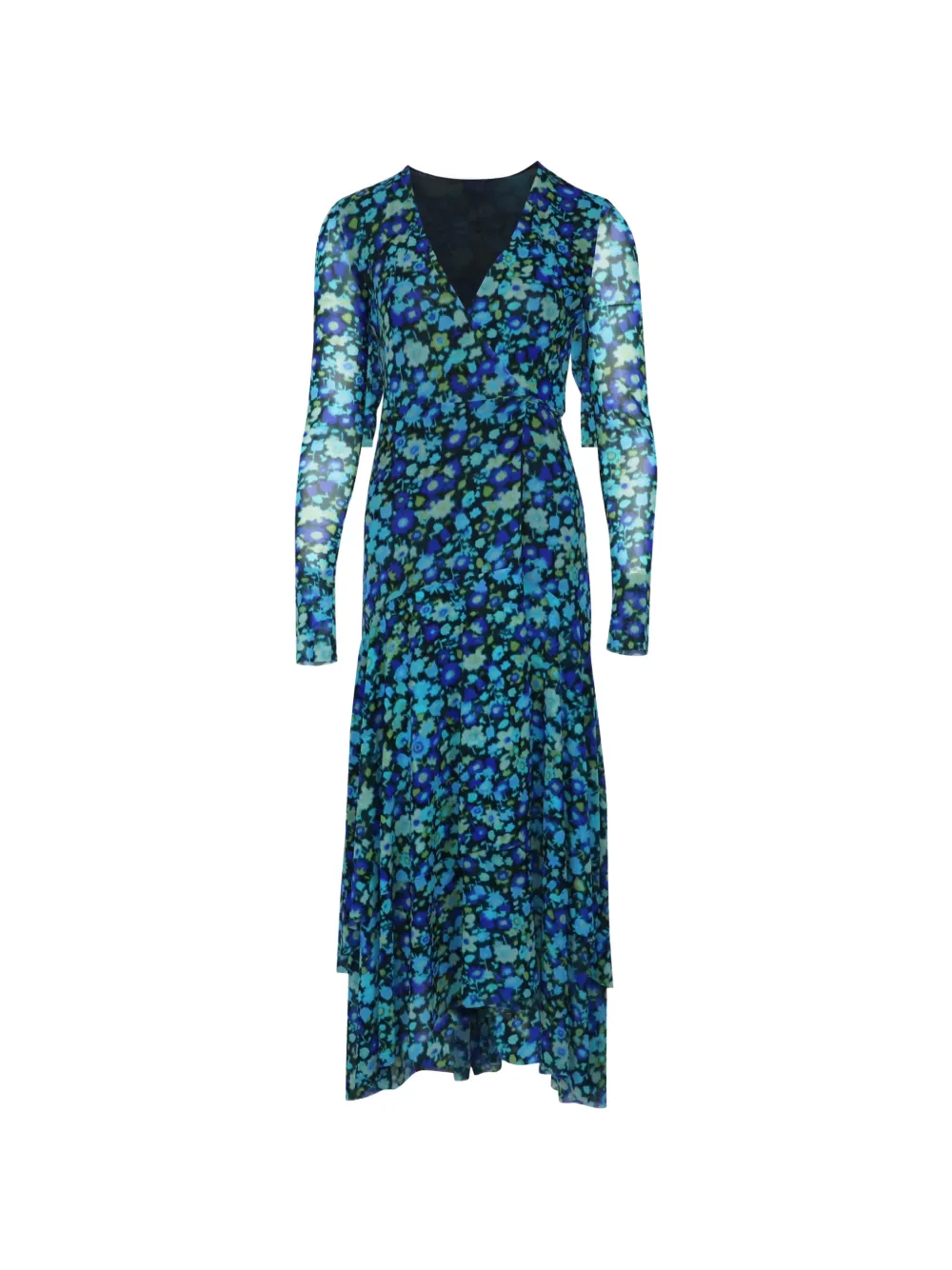GANNI floral-print midi dress - Blu