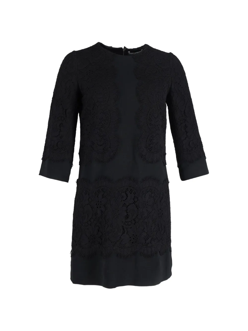 Dolce & Gabbana Pre-Owned lace round-neck mini dress - Nero