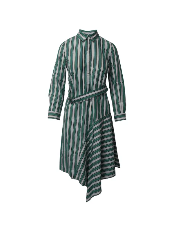 claudie pierlot shirt dress Claudie Pierlot Women's Preloved Asymmetric Striped Shirt Dress in Green Cotton