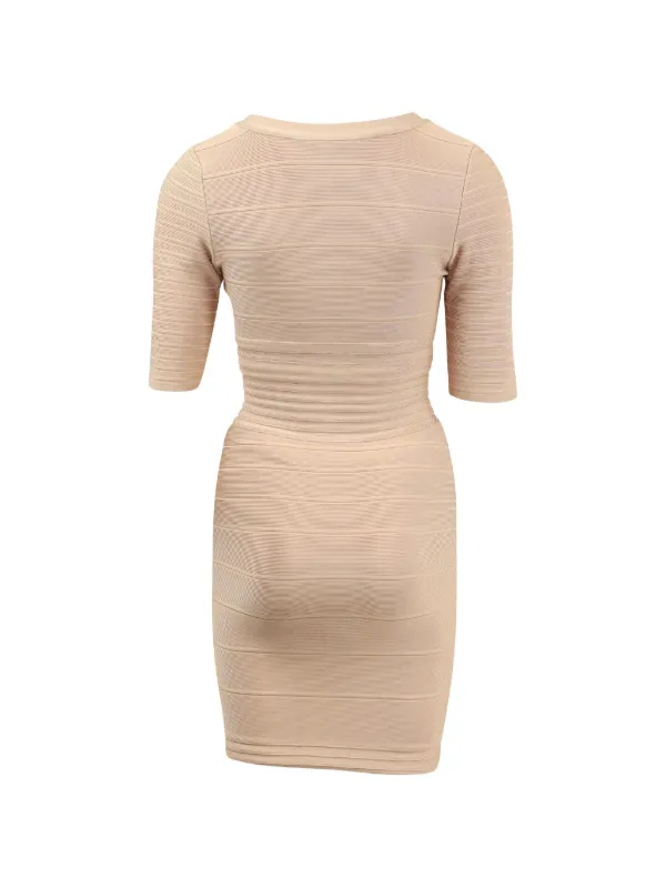 knee length dresses for ladies Contemporary Herve Leger Bone and Black Bandage Mini Dress main image 0
