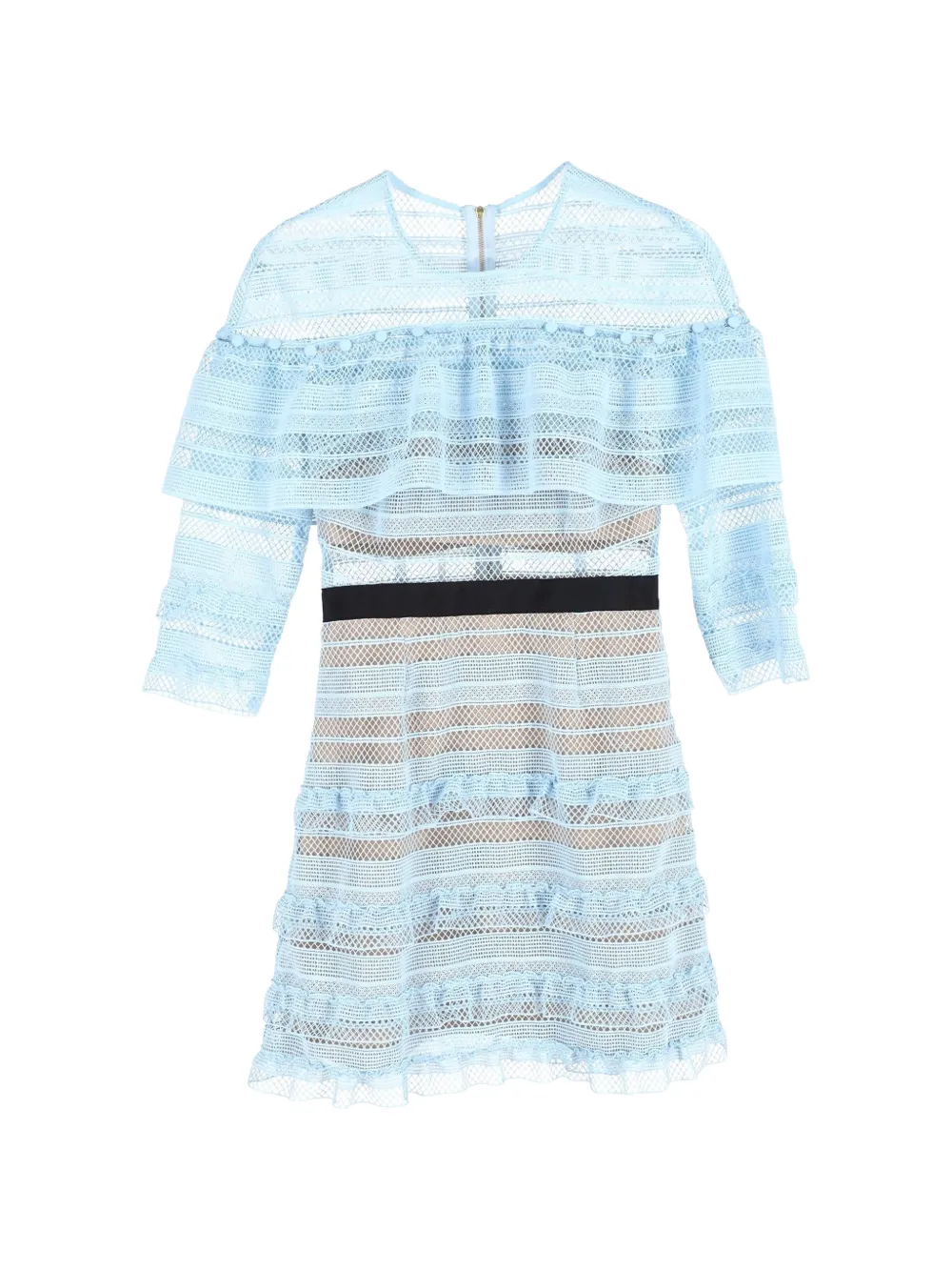 Self-Portrait stripe grid lace mini dress - Blu