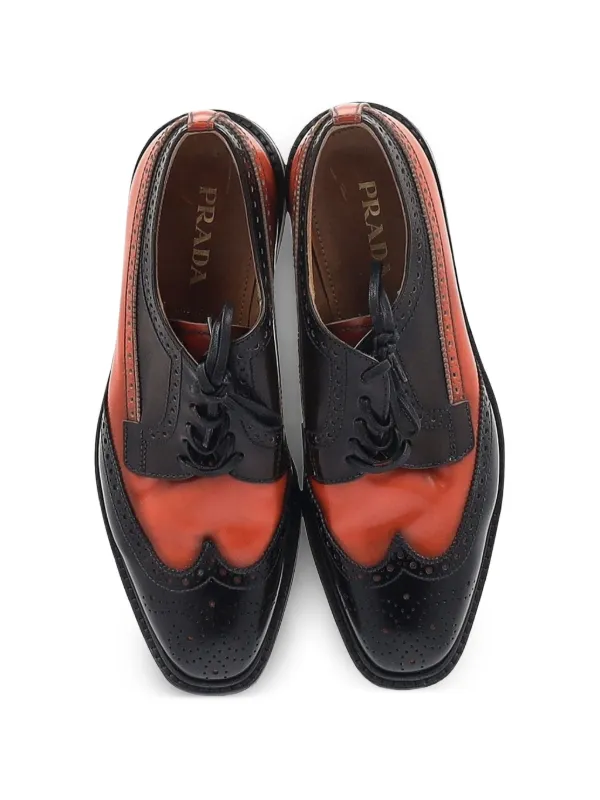 Prada Pre-Owned Brogue Platform Derby Shoes | Orange | FARFETCH
