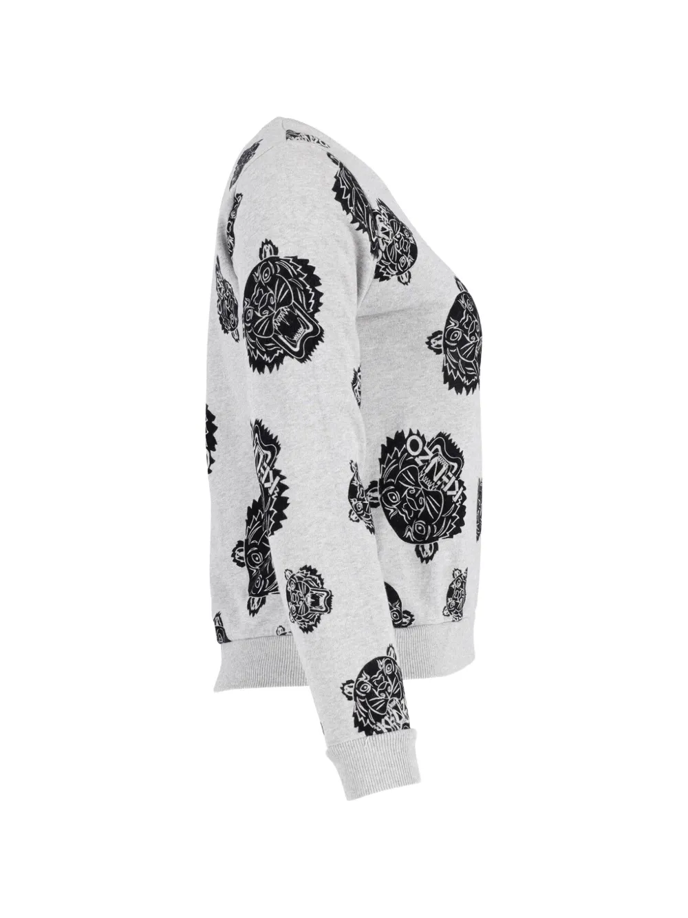 Tiger-Motif Round-Neck Sweatshirt