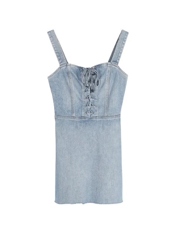 white christmas dresses Reformation blue denim mini dress - BOPF main image 0