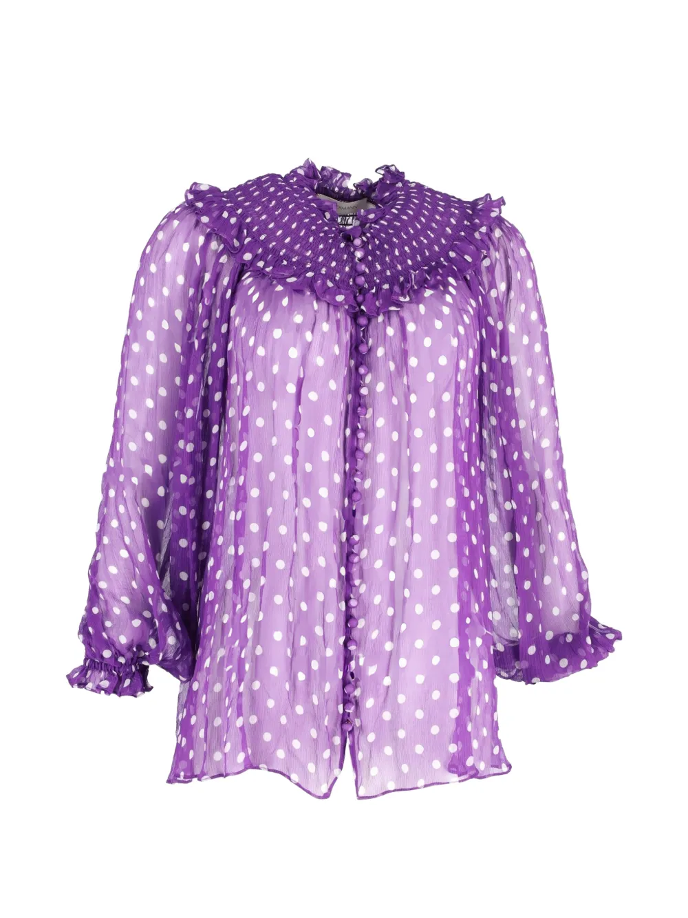 Shirred Polka Dot Blouse