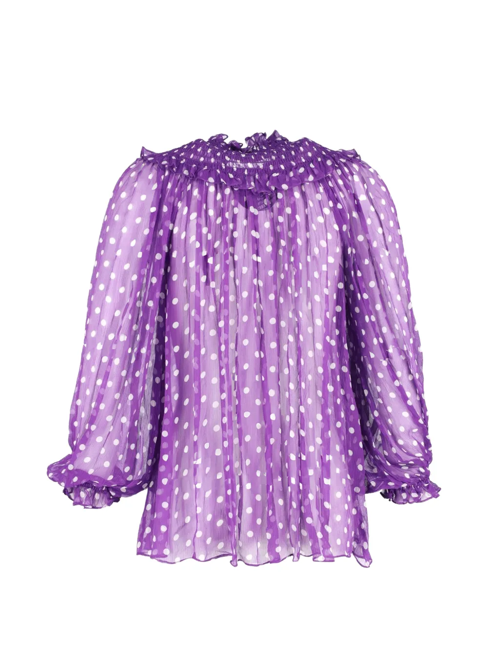 Shirred Polka Dot Blouse