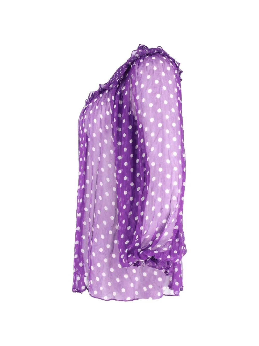 Shirred Polka Dot Blouse