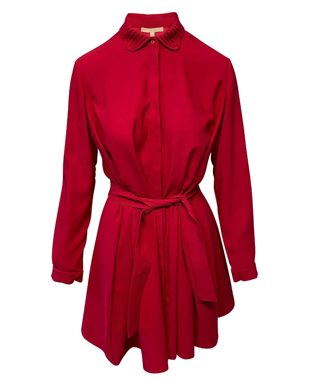 Maje belted long-sleeve dress - Rosso