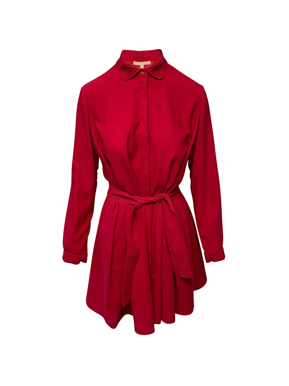 Maje belted long-sleeve dress - Rosso
