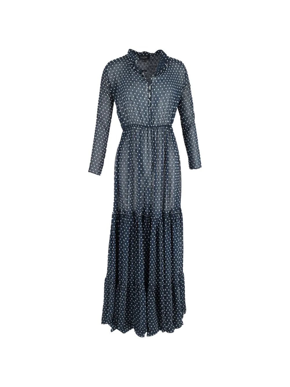 Saloni polka dot maxi long sleeve dress - Blu