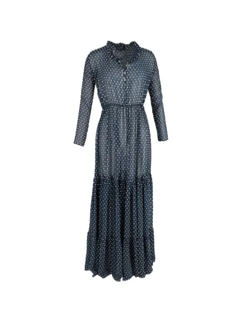 Saloni polka dot maxi long sleeve dress