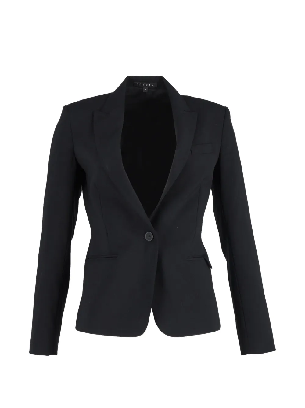 Pre-owned Theory Button-cuff Single-breasted Blazer In Black