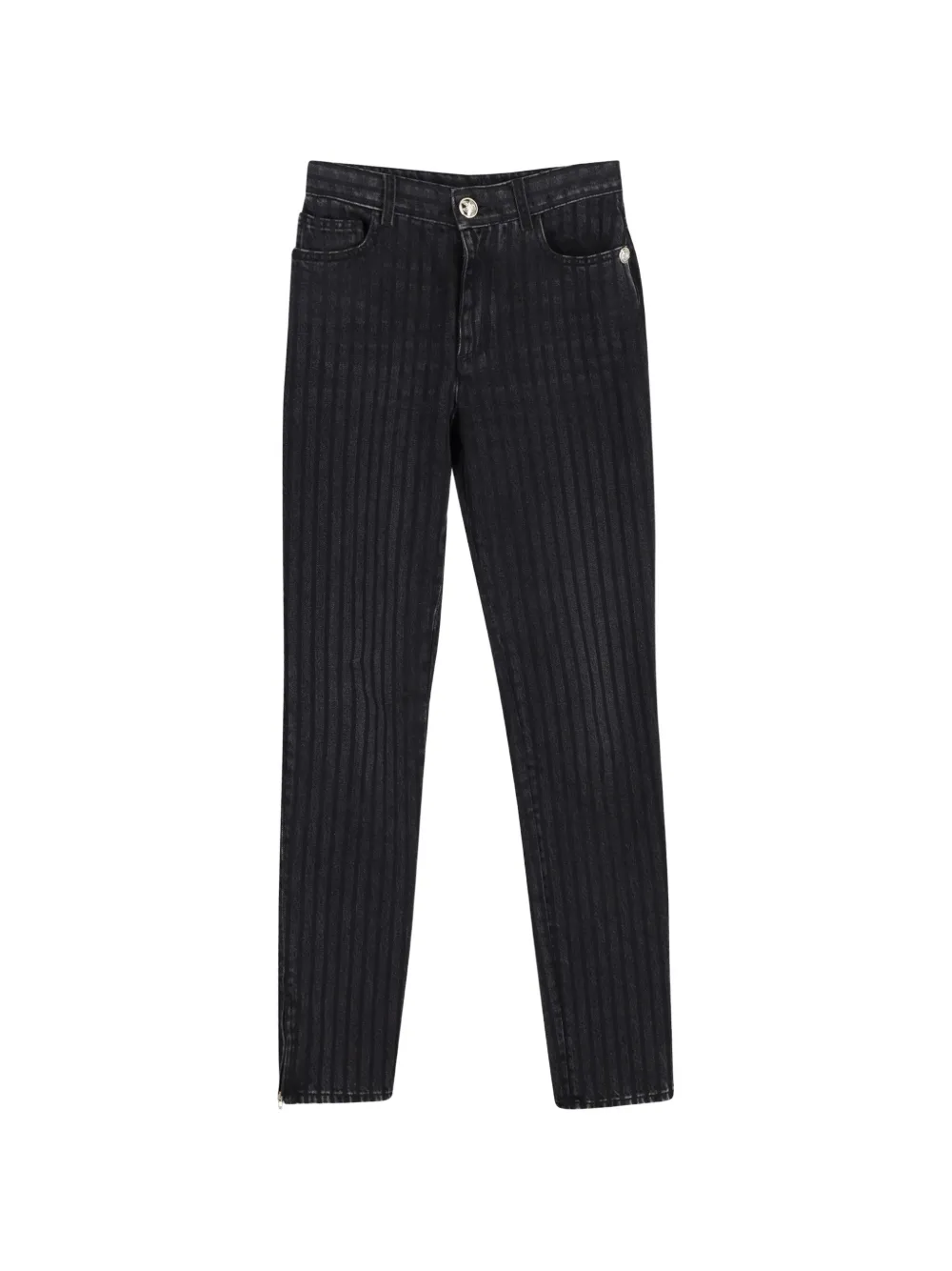 CHANEL Pre-Owned pinstripe straight-leg denim jeans - Nero