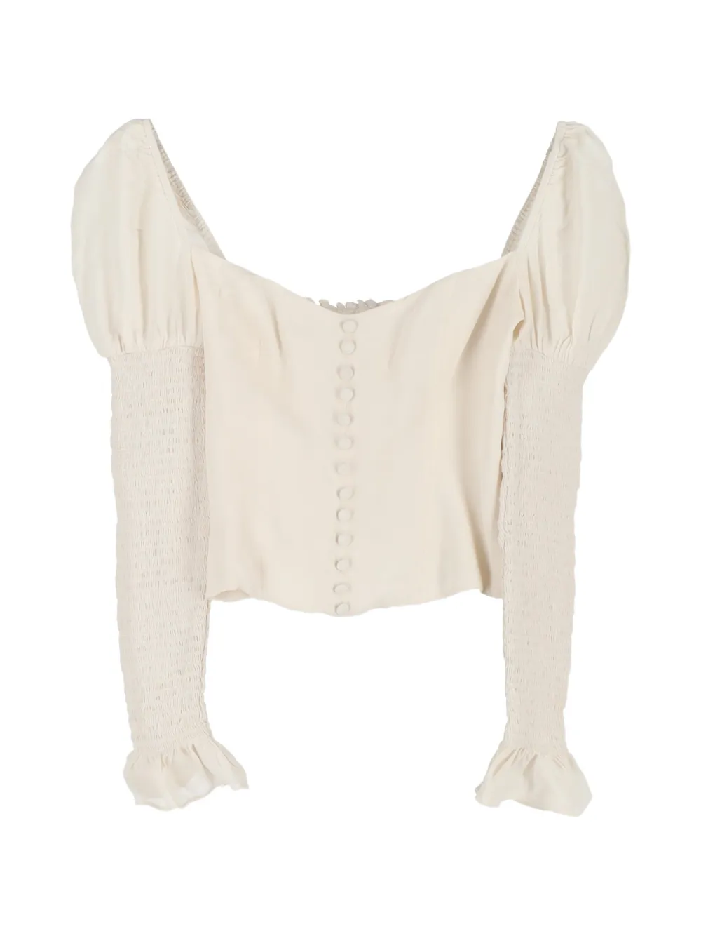 Pre-owned Reformation Shirred Long-sleeves Blouse In Neutral
