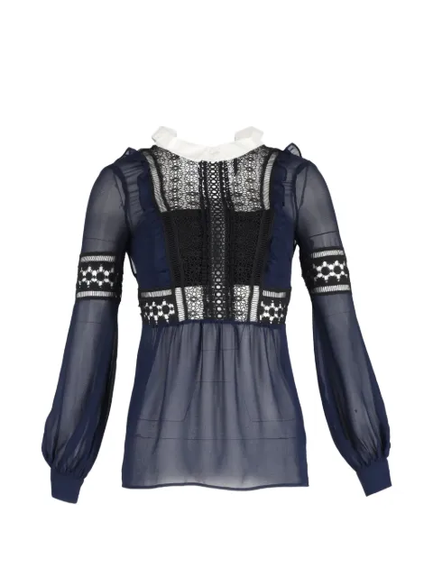 Self-Portrait lace-detail long-sleeve blouse