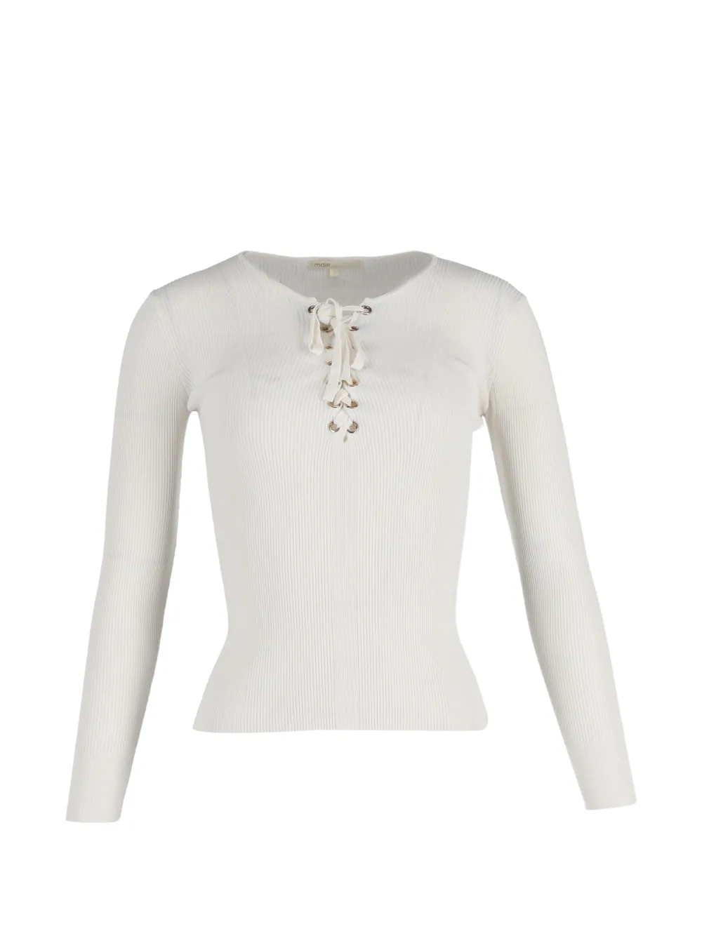 Maje ribbed lace-up T-shirt - Bianco