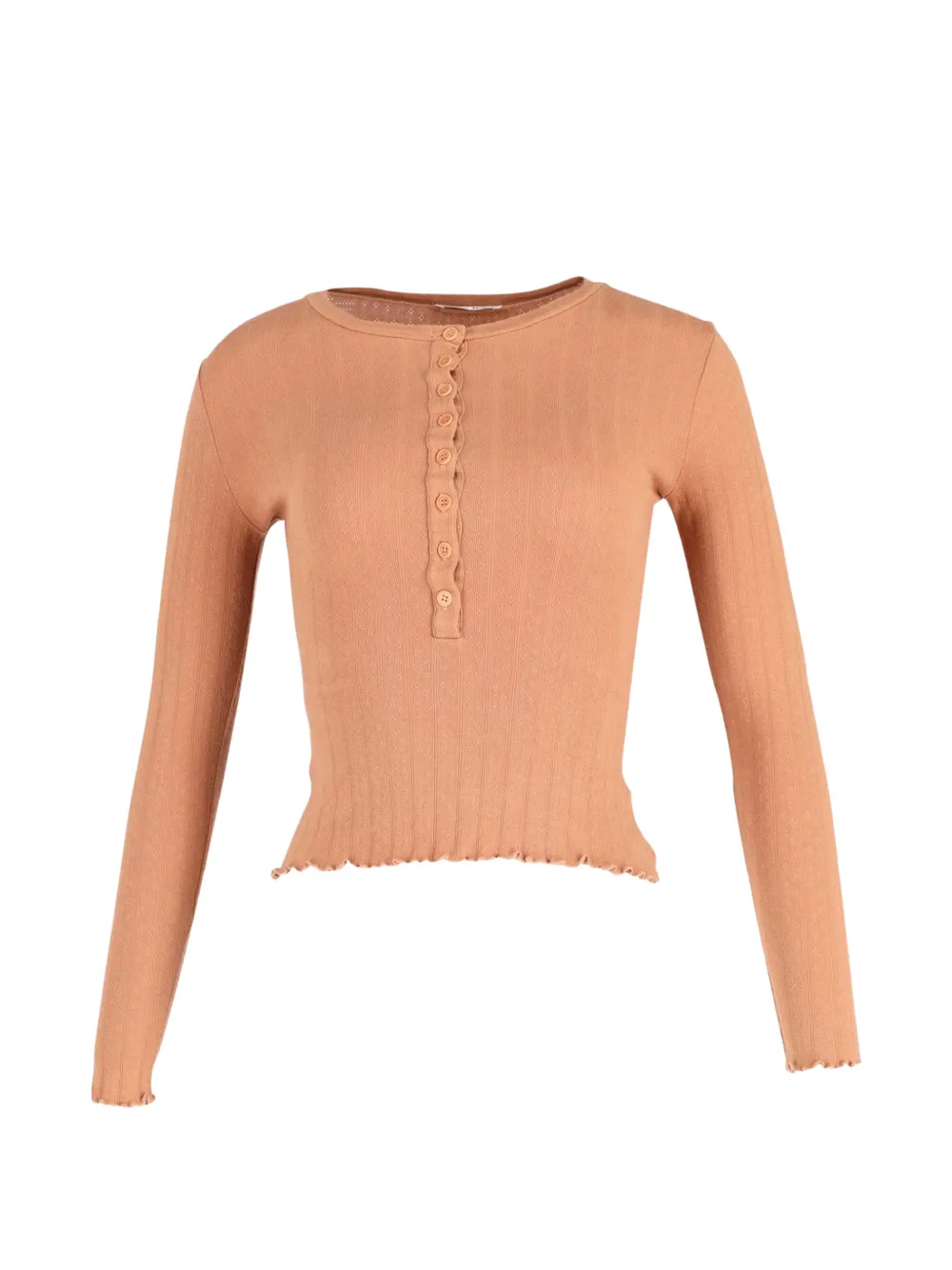 Pre-owned Reformation Knit Button Long-sleeve Top In Neutral
