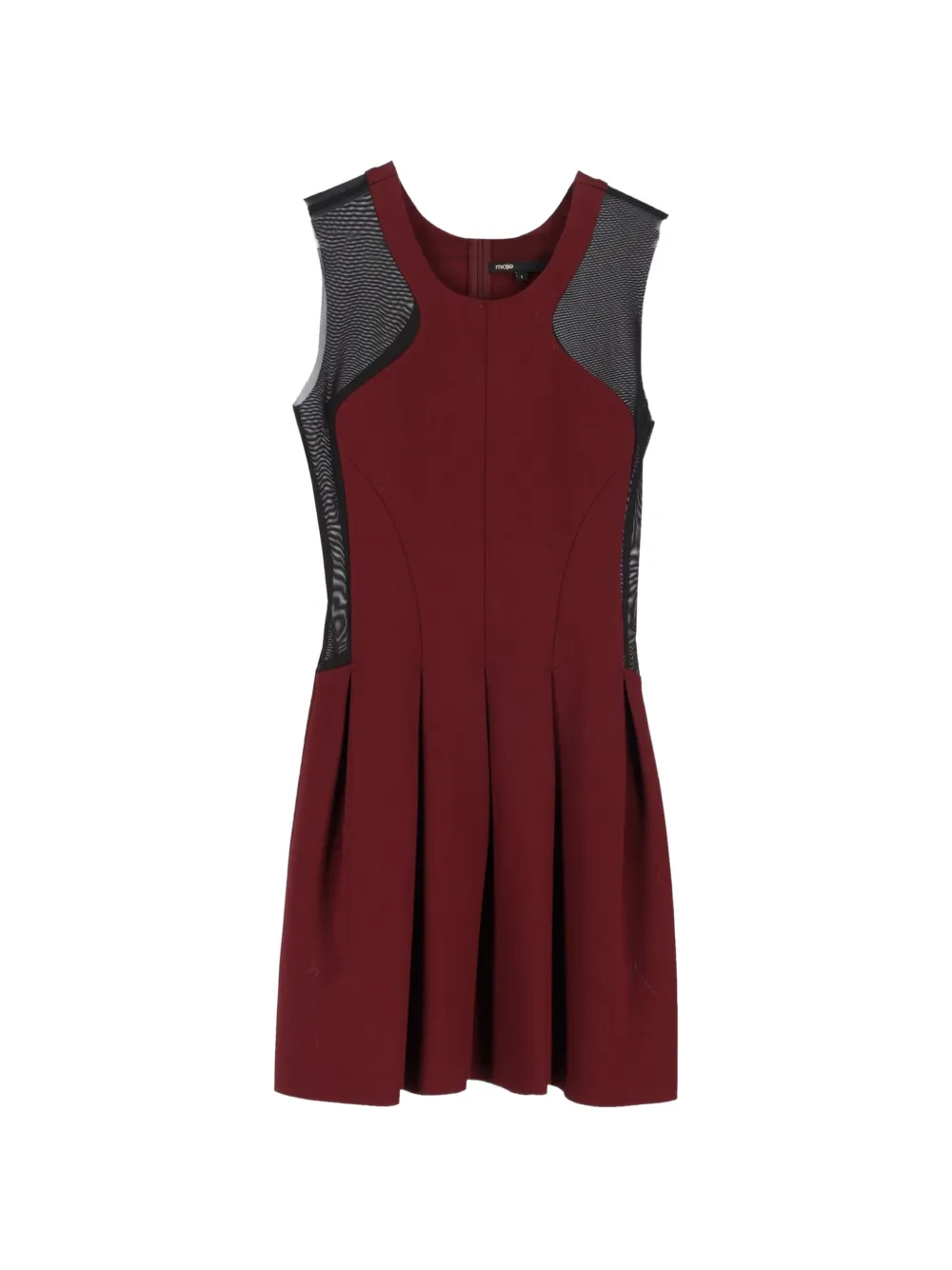 Maje mesh-insert pleated dress - Rosso