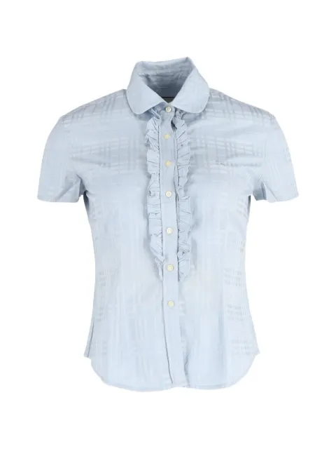 Burberry Pre-Owned ruffle trim checkered short sleeve shirt