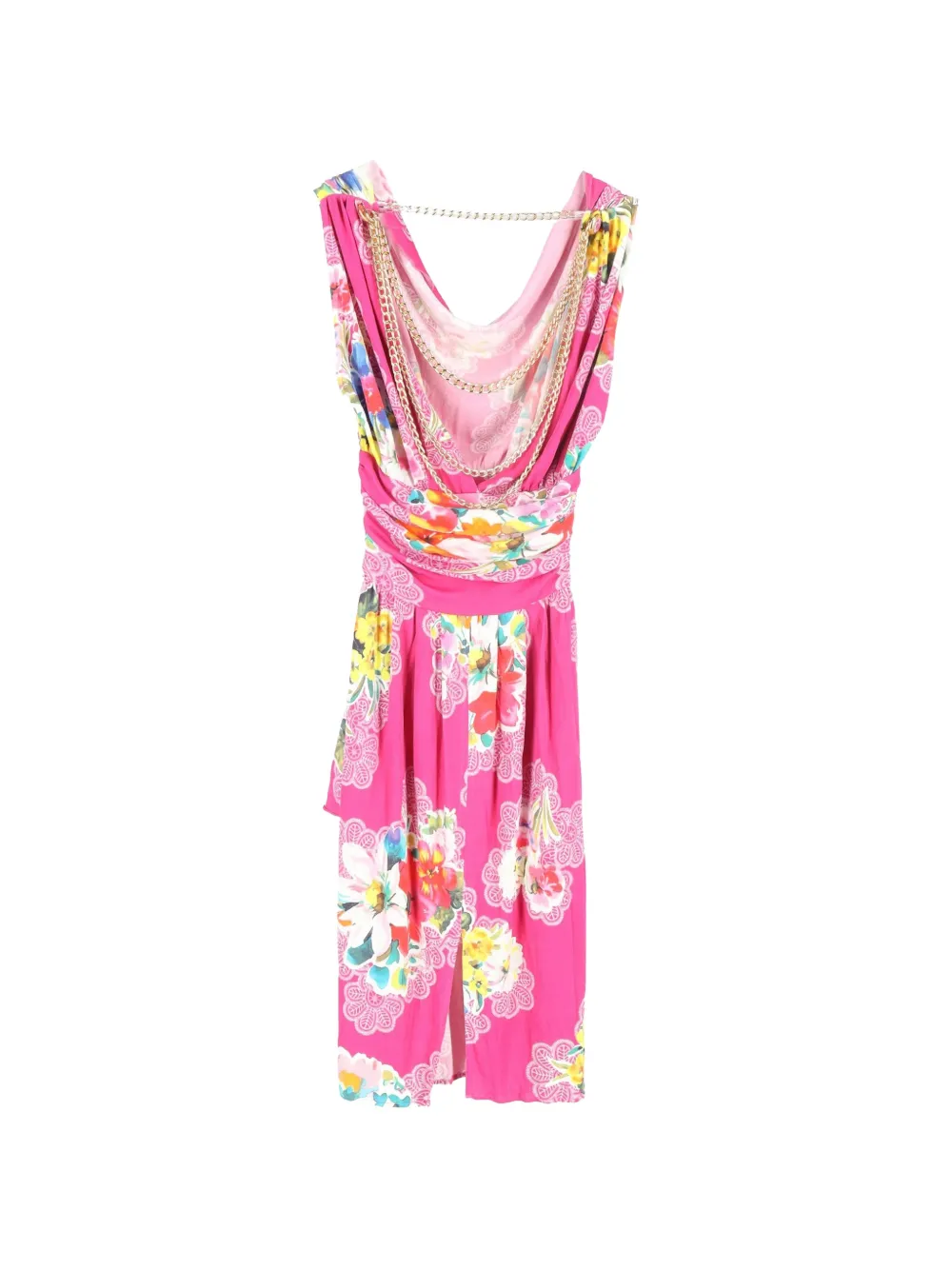 Floral-Print Draped Dress