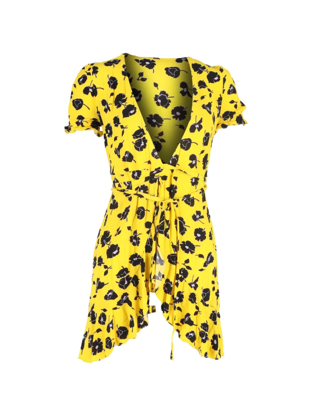 Diane Von Furstenberg Vintage wrap floral-print mini dress - Giallo