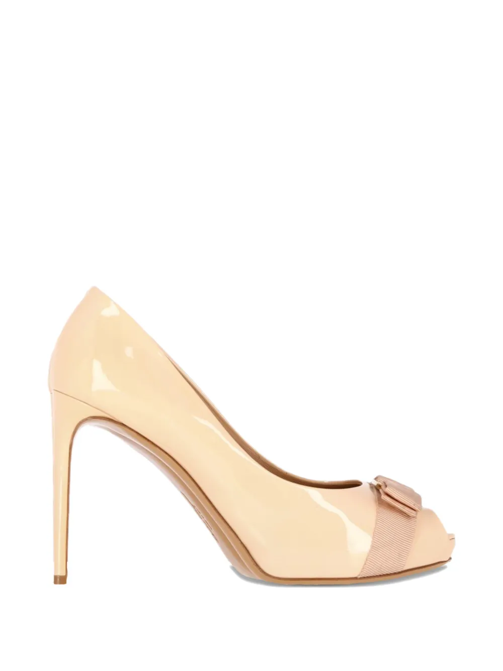 Ferragamo Pre-Owned Vara-bow peep-toe pumps - Nude