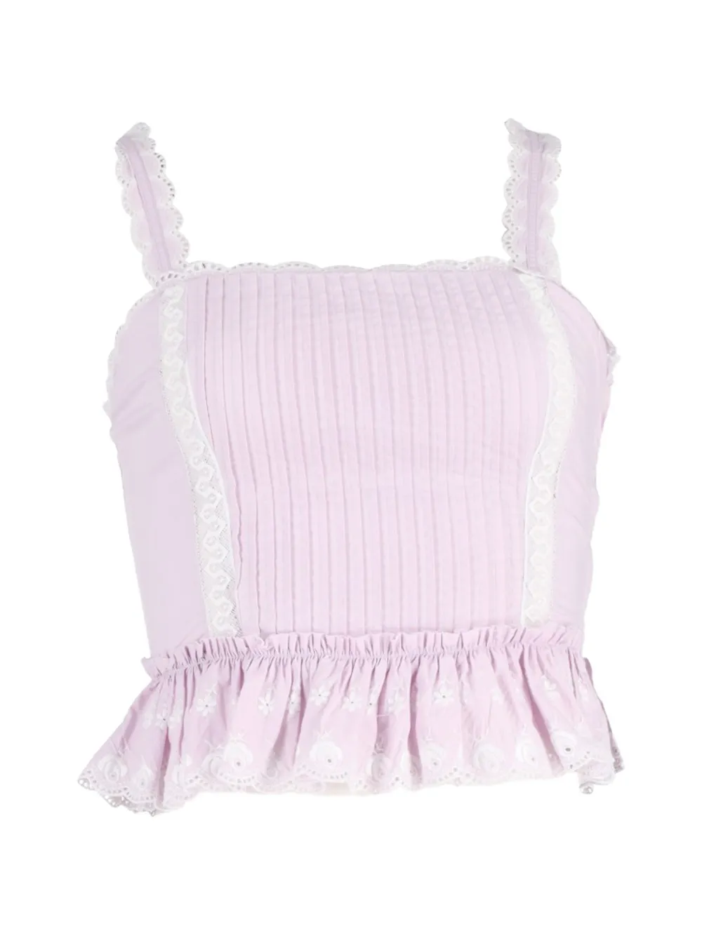 Pre-owned Loveshackfancy Pleated Bustier Top In Pink