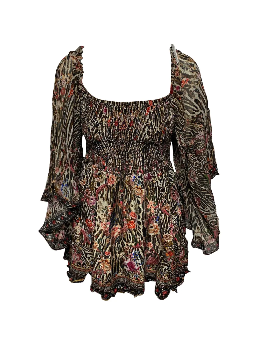 Camilla Liv A Little shirred floral mini dress - Marrone