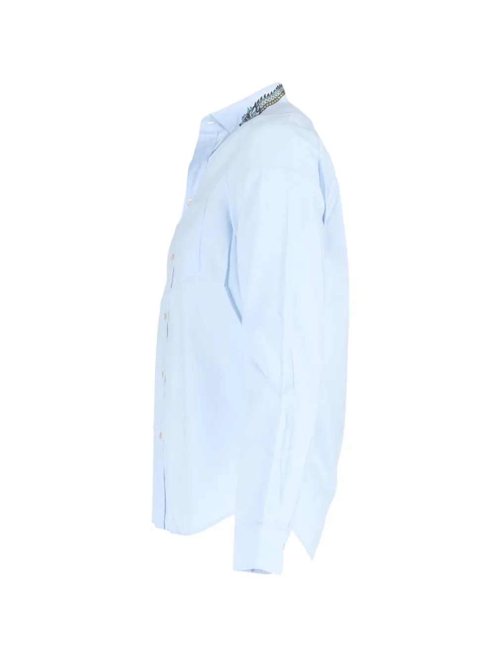 Printed-Collar Long-Sleeve Shirt