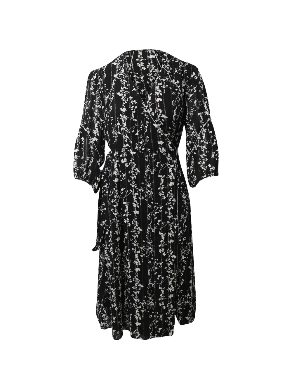 Ba&Sh floral-pattern tie-waist midi dress - Nero