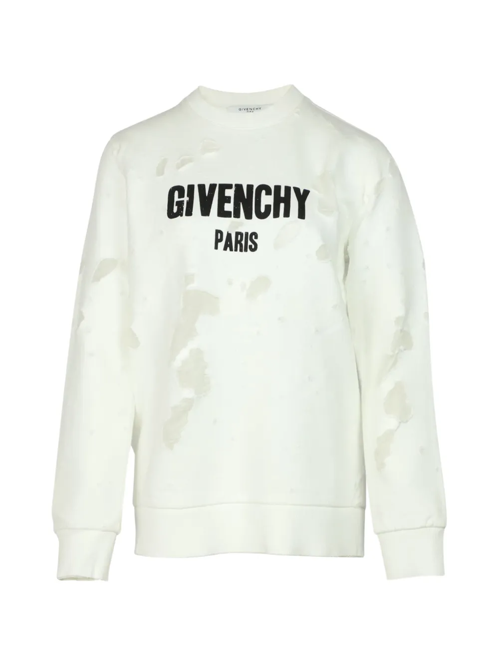 Pre-owned Givenchy Distressed Chest-logo Sweatshirt In White