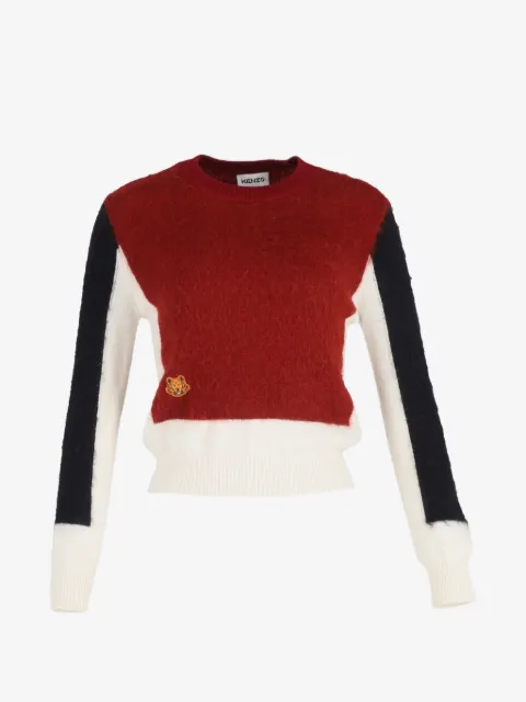 Kenzo Pre-Owned tiger-patch colourblock sweater