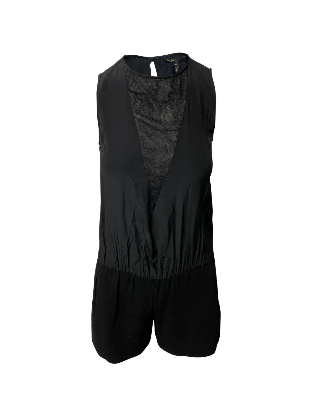 Maje lace-panelled playsuit - Nero