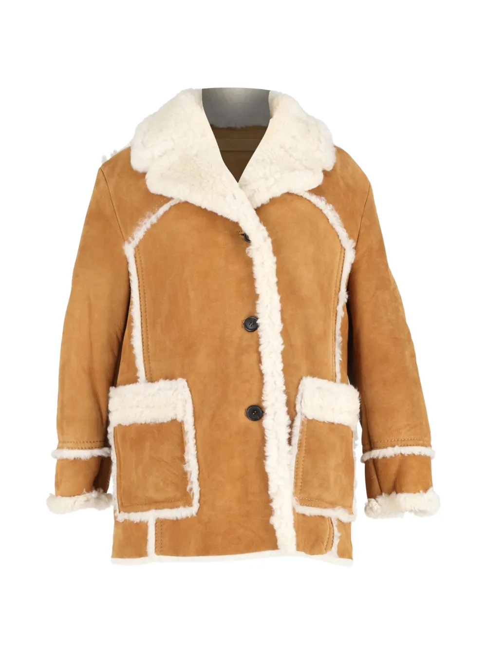 Miu Miu Pre-Owned single-breasted shearling jacket - Marrone