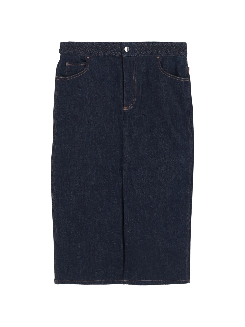 Chloé Vintage braided-trim denim midi skirt - Blu