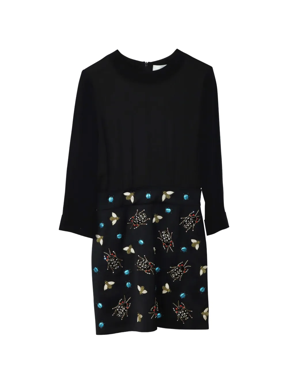 Victoria Beckham detail-embroidered long-sleeve midi dress - Nero