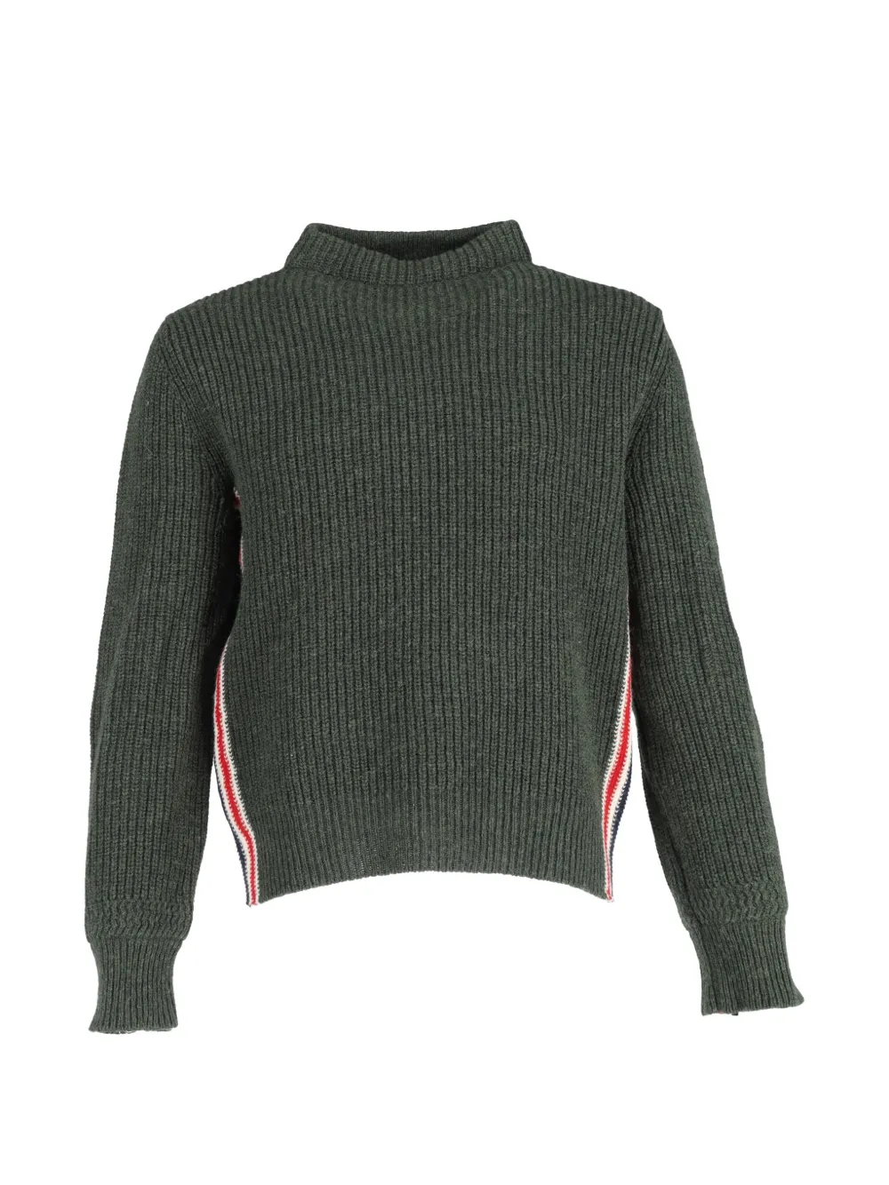 Thom Browne ribbed-knit moc-neck sweater - Verde