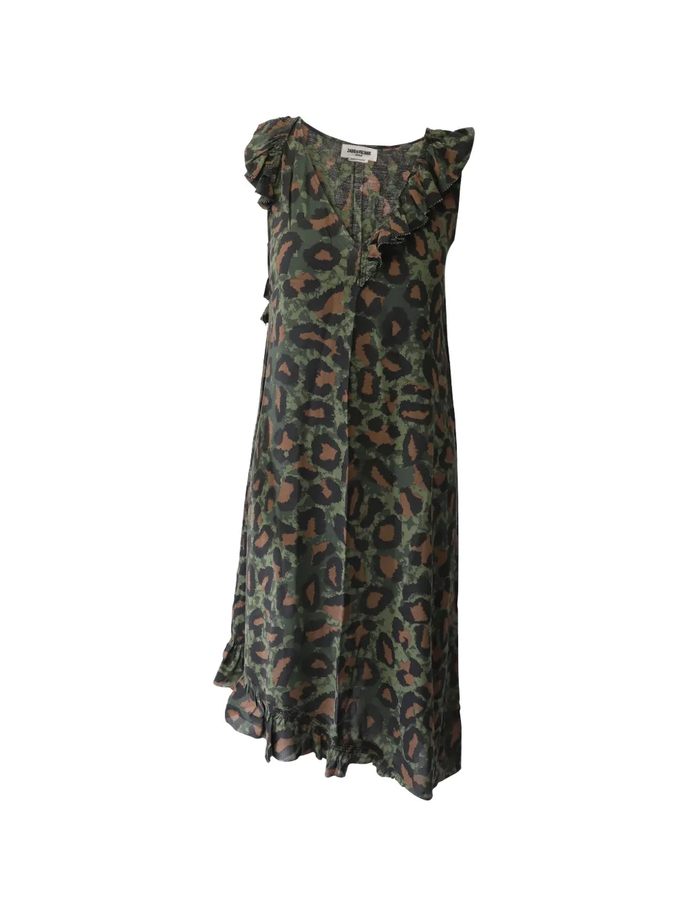 Zadig&Voltaire Rebelle leopard-print asymmetric midi dress - Verde