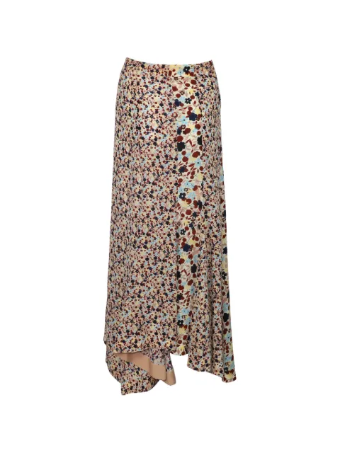 Theory asymmetric floral-print midi skirt