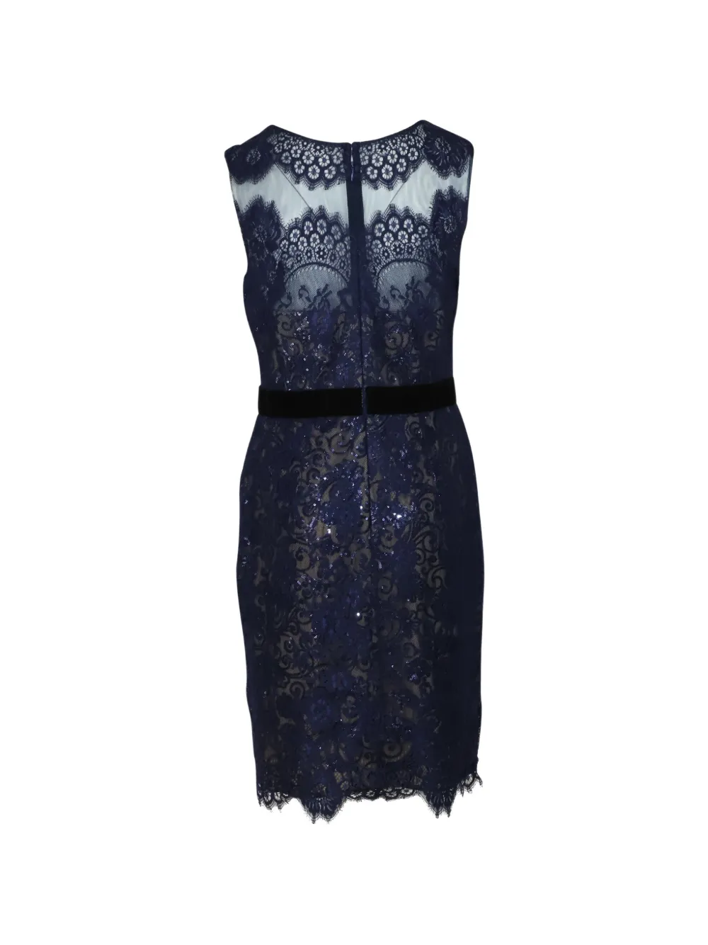  Marchesa Notte Lace-detail Midi Dress - Blue 
