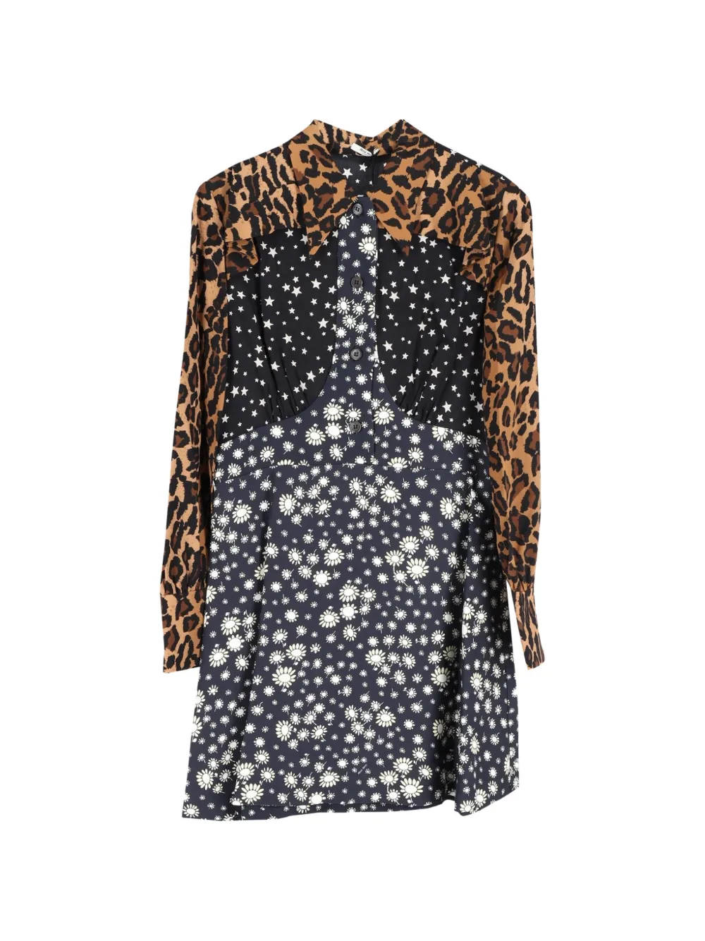 Miu Miu Pre-Owned multi-print mini shirt dress - Blu