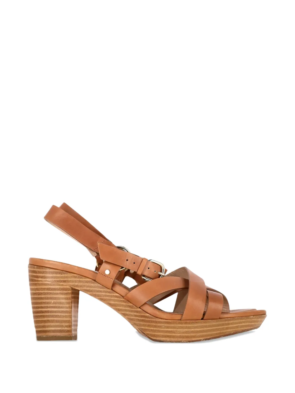 Fratelli Rossetti block heel leather sandals - Marrone