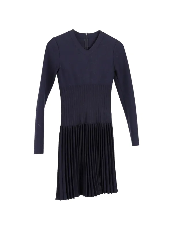alaia dress blue Block Print Blue Chevron Button Dress main image 1