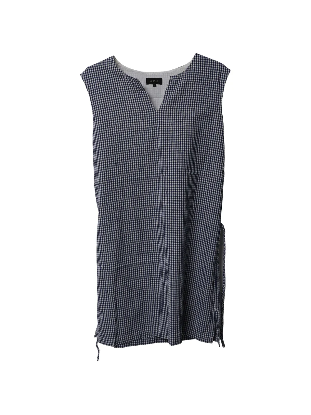 A.P.C. gingham tie-sides mini dress - Blu