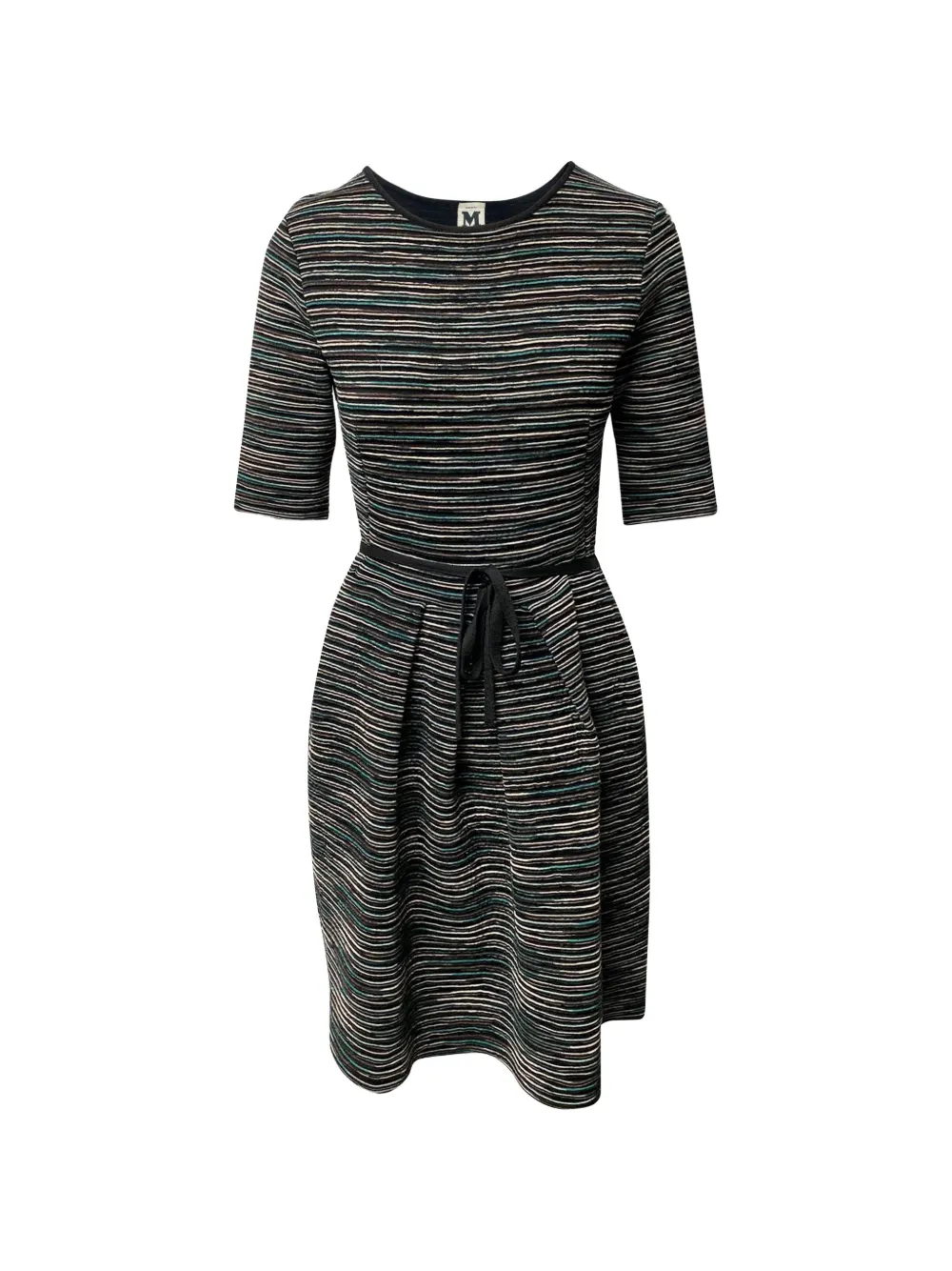 M Missoni Vintage striped-pattern quarter-sleeve dress - Nero