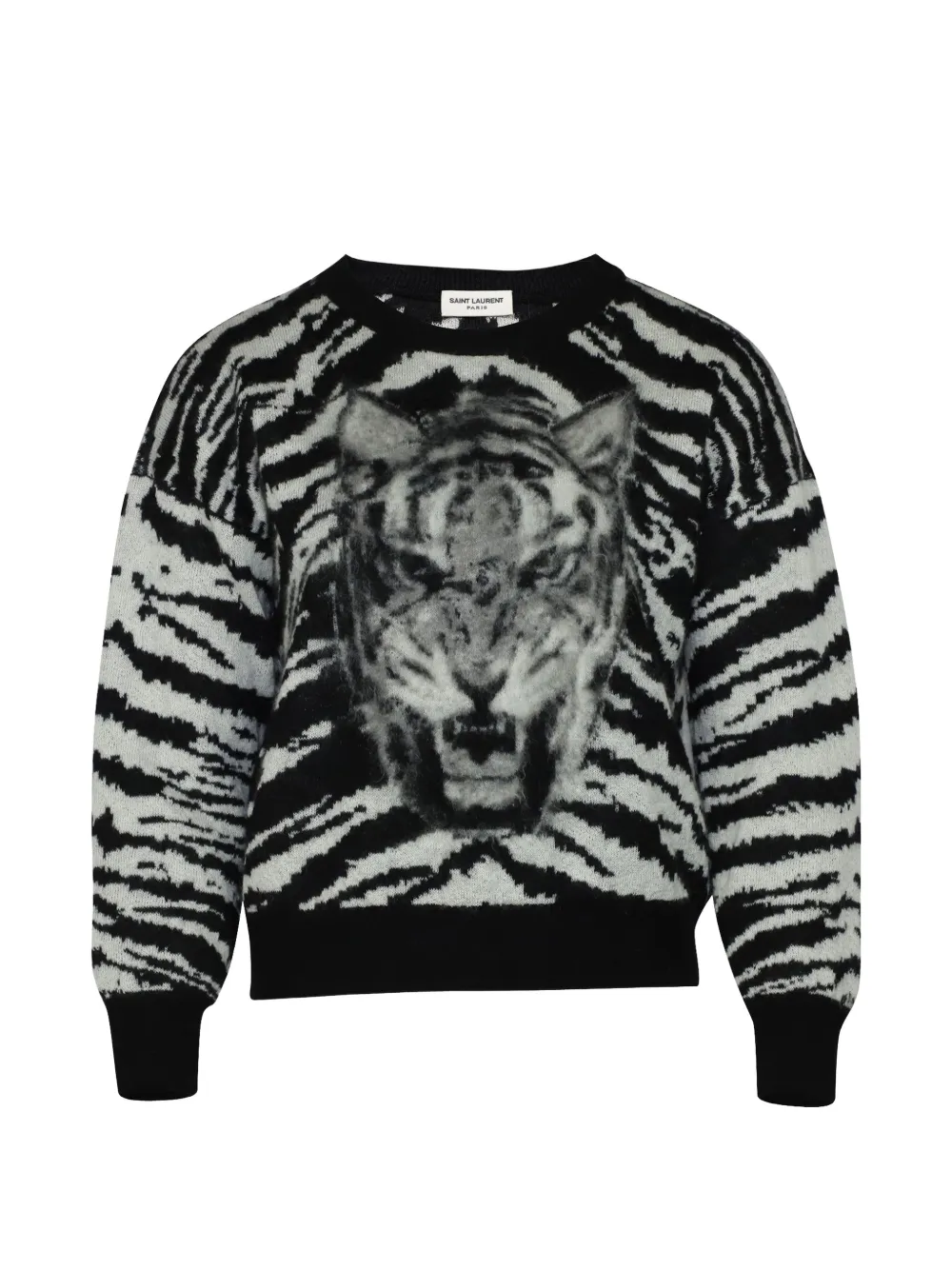 Saint Laurent Pre-Owned tiger intarsia sweater - Nero